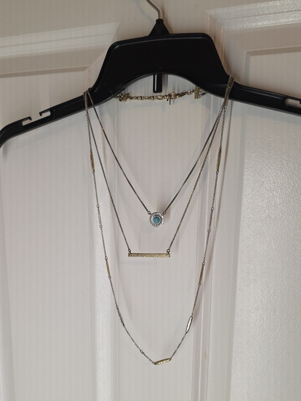 Brighton Silver and Gold Layered Necklace with Turquoise Accent